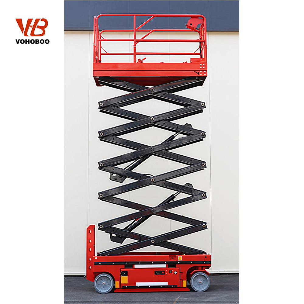 230KG 14 Meter Towable Scissor Lift with Wide Platform for Roofing, Cleaning, and Exterior Building Work
