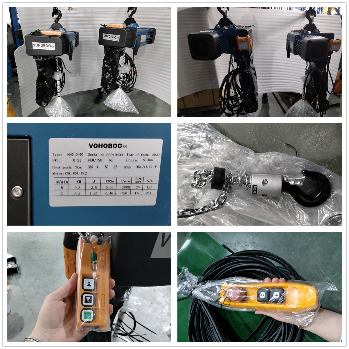 0.5ton 30m European type chain hoist with upper hook