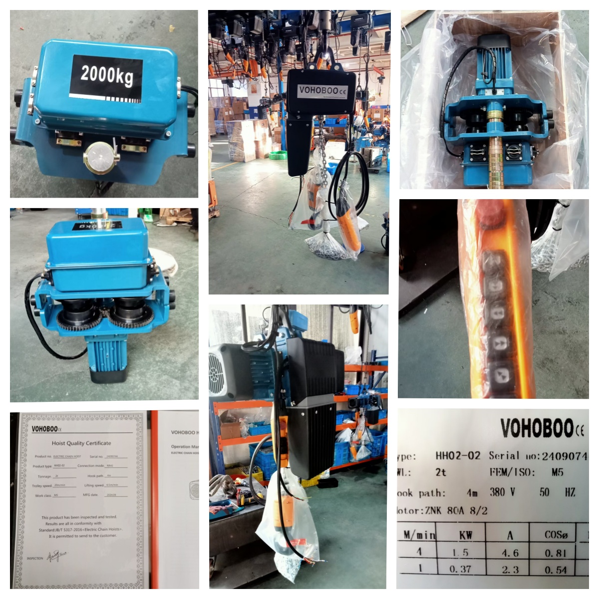 240934 2T 4M HH electric chain hoist to Niger
