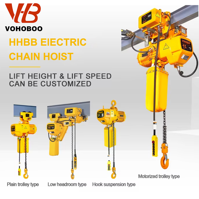 VOHOBOO HHBB Electric Chain Hoist Crane in Stock Brand Hot Selling 1ton 2ton 3ton 5ton 10 Ton 15 Ton 20 Customized Provided