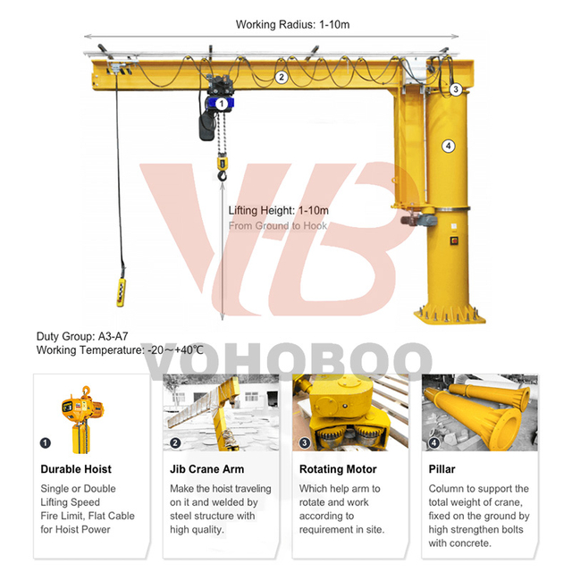 Free Standing Jib Crane with 360 Degree Rotation for Easy Material Handling