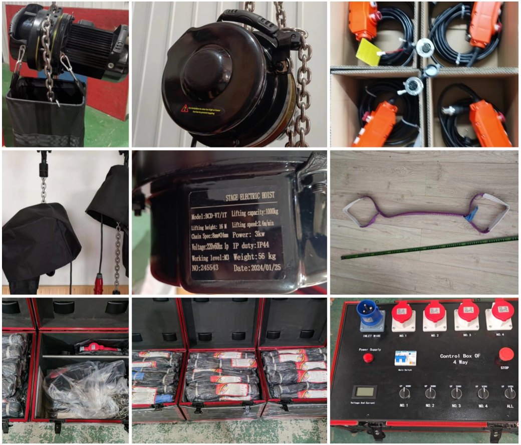 1000kg 16m stage electric chain hoist&2T 6M lifting sling to the Philippines