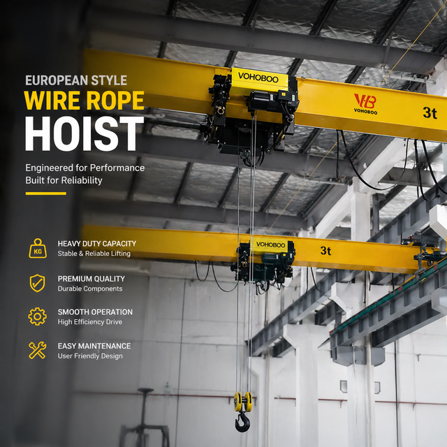 Modular Design European type Electric wire rope hoist with Precise Frequency Drive for Automated Manufacturing Workshops