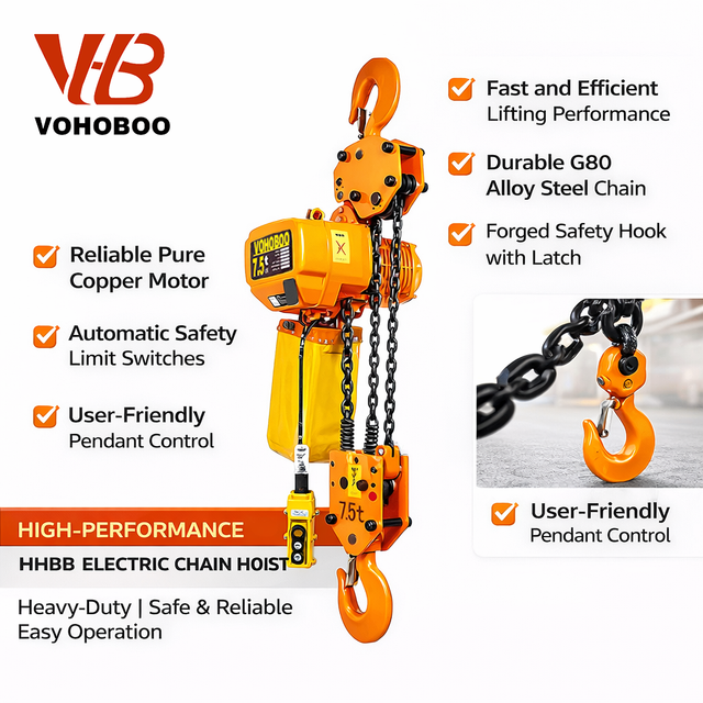 Heavy Duty HHBB Electric Chain Hoist 0.5T 1T 2T 3T Electric Lifting Hoist for Warehouse and Factory Material Handling