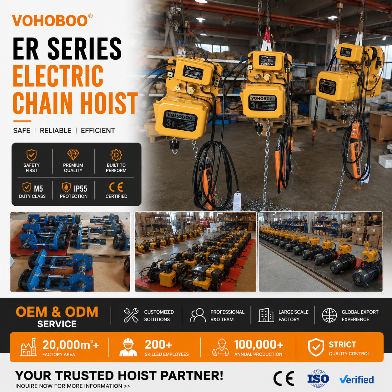 M5 Work Level High Proformance IP55 ER Type Electric Chain Hoist