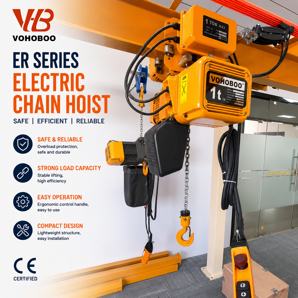 M5 Work Level High Proformance IP55 ER Type Electric Chain Hoist