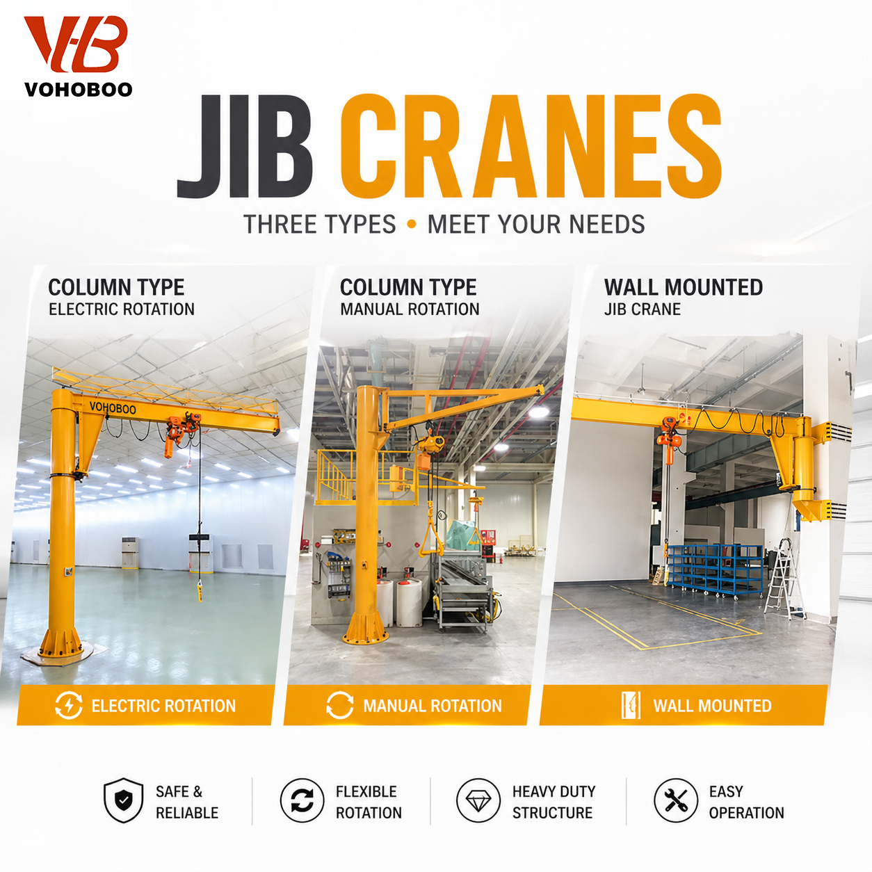 0.5-5 Ton Jib Crane with Electric Hoist 360 Degree Slewing CE Certified 4-7m Arm Length for Construction Workshop Material Handling