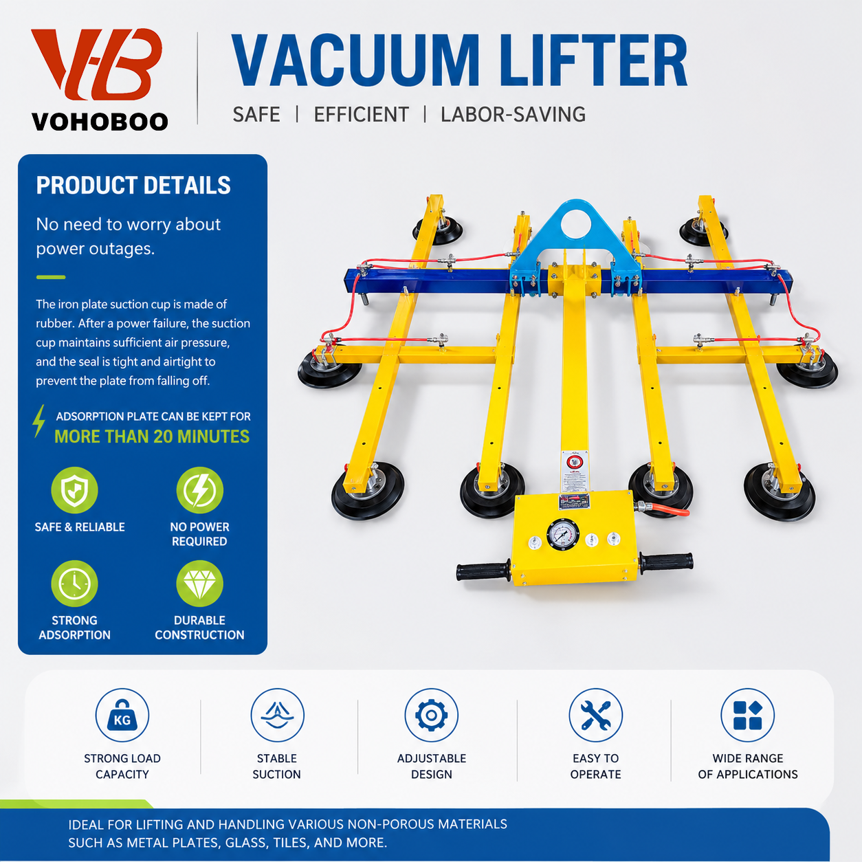 CE Certified 400-1000kg Electric Vacuum Glass Suction Cup Lifter Battery Powered Mobile Glazing Robot for Construction Granite Marble Panel Handling