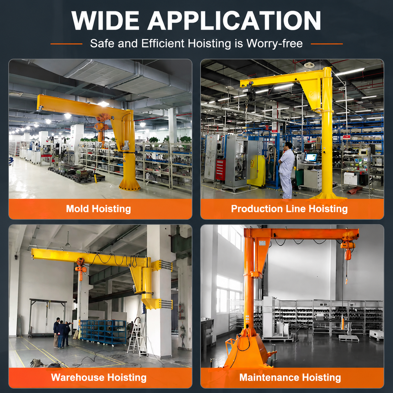 0.5-5 Ton Jib Crane with Electric Hoist 360 Degree Slewing CE Certified 4-7m Arm Length for Construction Workshop Material Handling