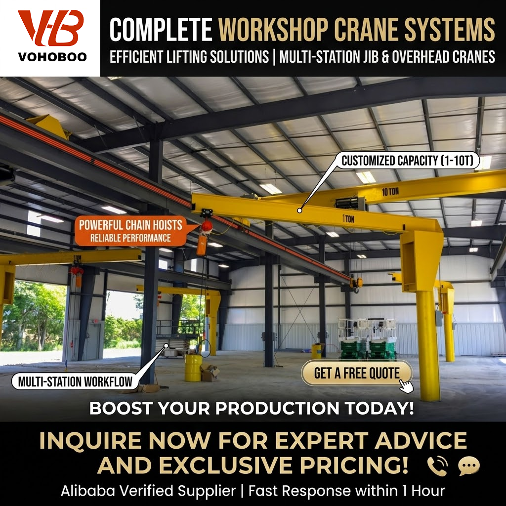 0.5-5 Ton Jib Crane with Electric Hoist 360 Degree Slewing CE Certified 4-7m Arm Length for Construction Workshop Material Handling