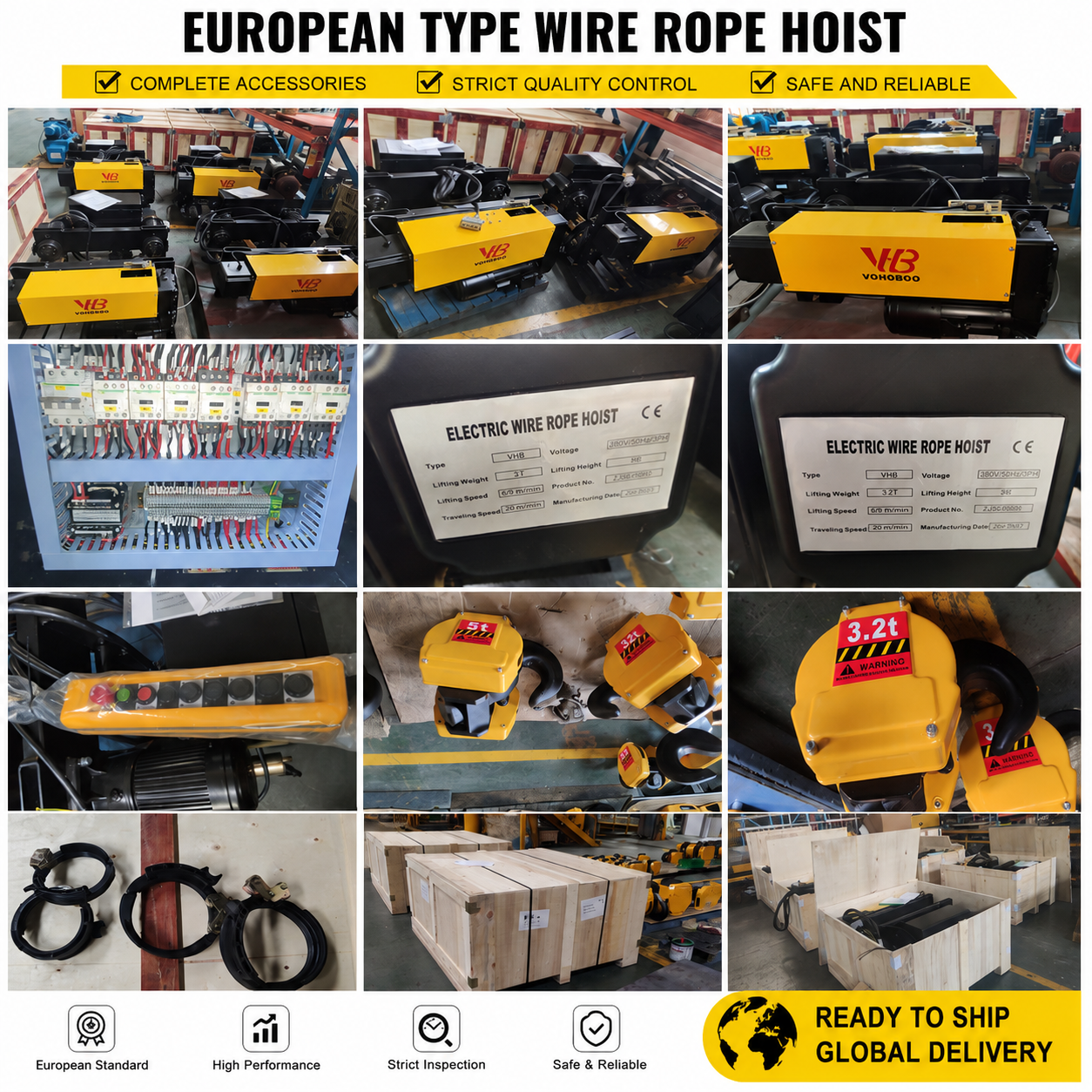CE FEM2m IP55 380V 1t 2t 3t 5t 10t European Wire Rope Hoist Workshop Factory Price OEM Wholesale Customized