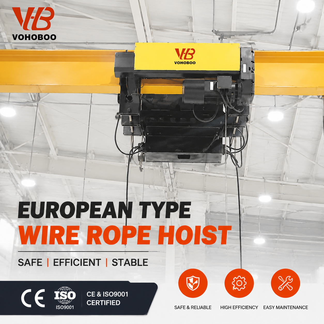 CE FEM2m IP55 380V 1t 2t 3t 5t 10t European Wire Rope Hoist Workshop Factory Price OEM Wholesale Customized