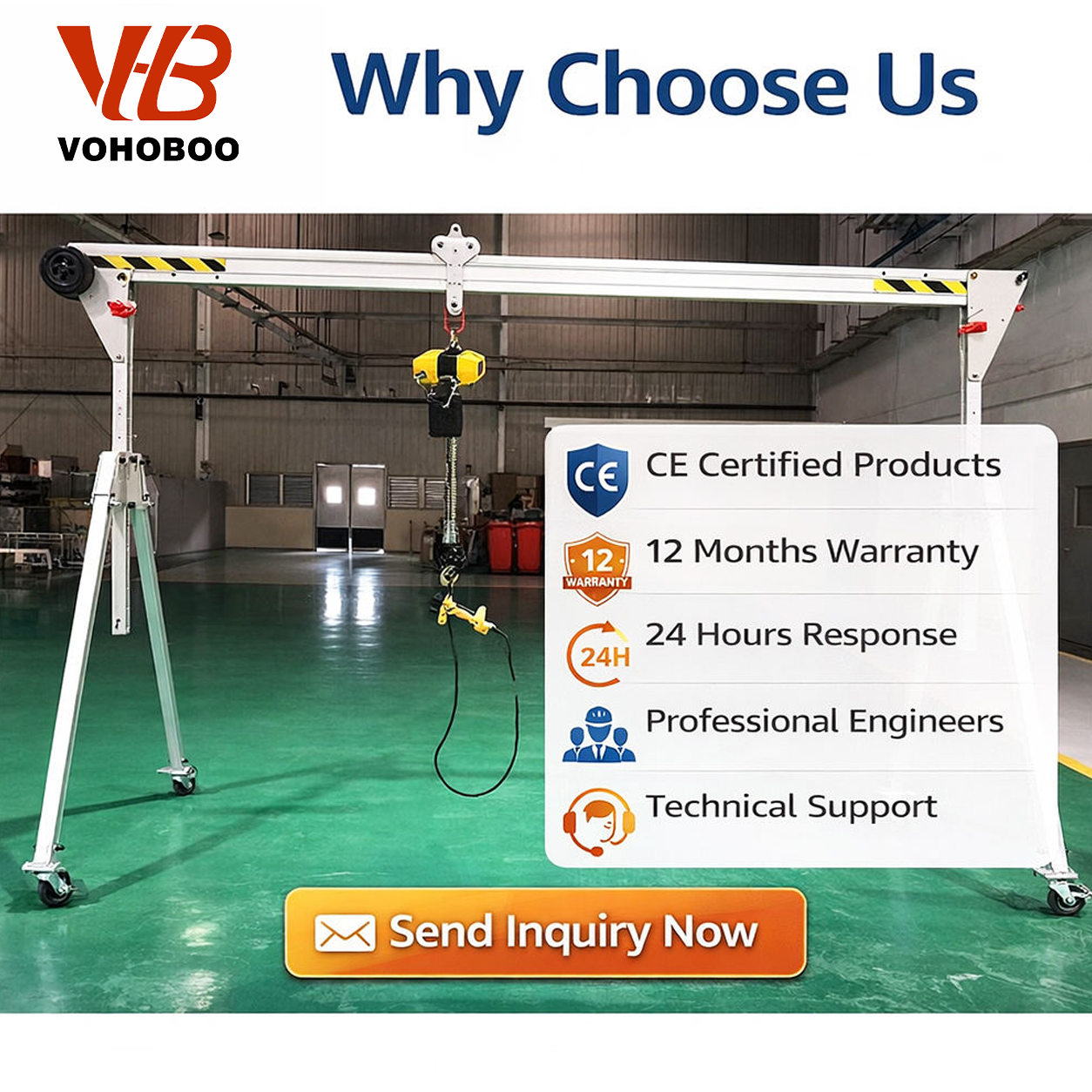 CE Certified 0.5T-5T Portable Mobile Aluminum Gantry Crane Adjustable Height Foldable A-Frame Workshop Lifting Crane with Electric Chain Hoist OEM Available